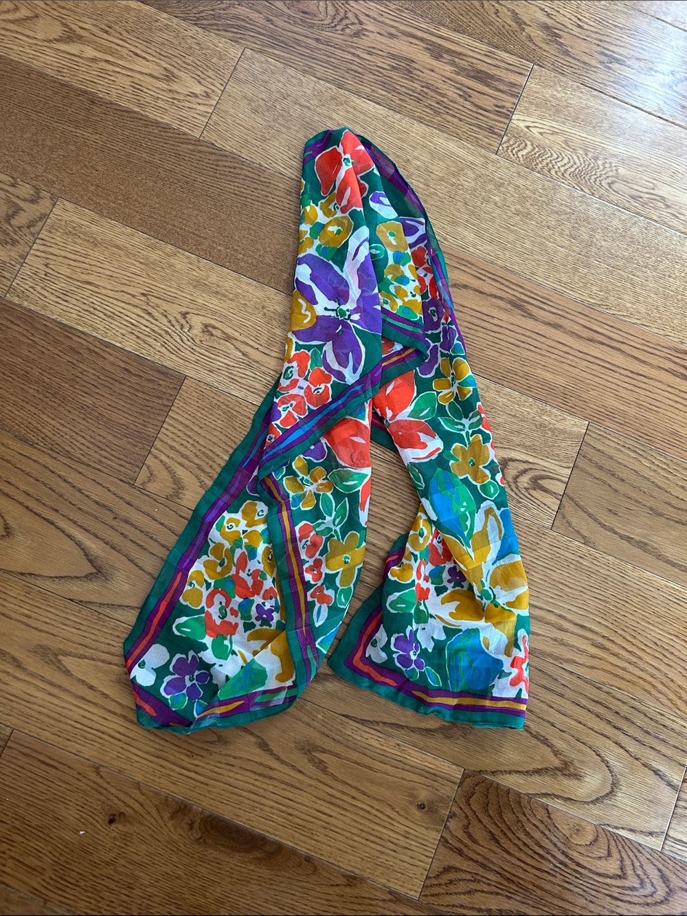 Vibrant Floral Scarf - Multicolour Made in Italy